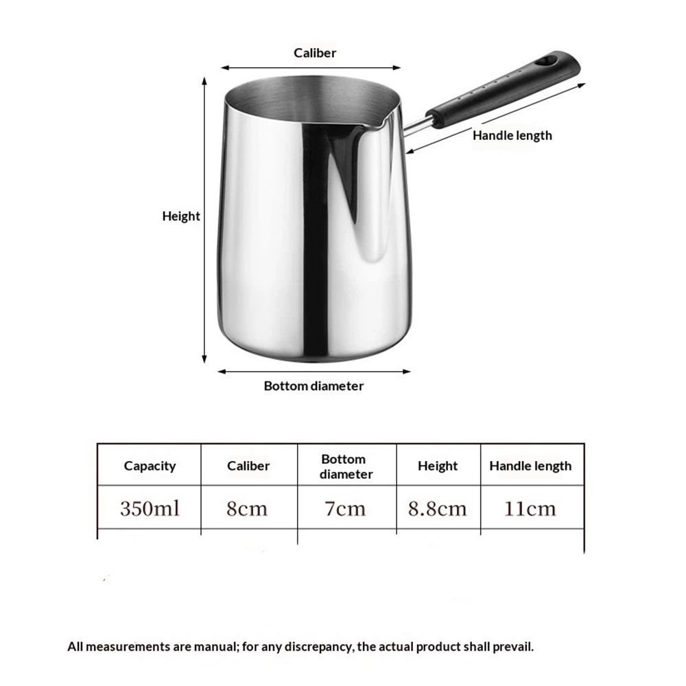 Stainless Steel Milk Frothing Jug - 350ml Long-Handle Pitcher