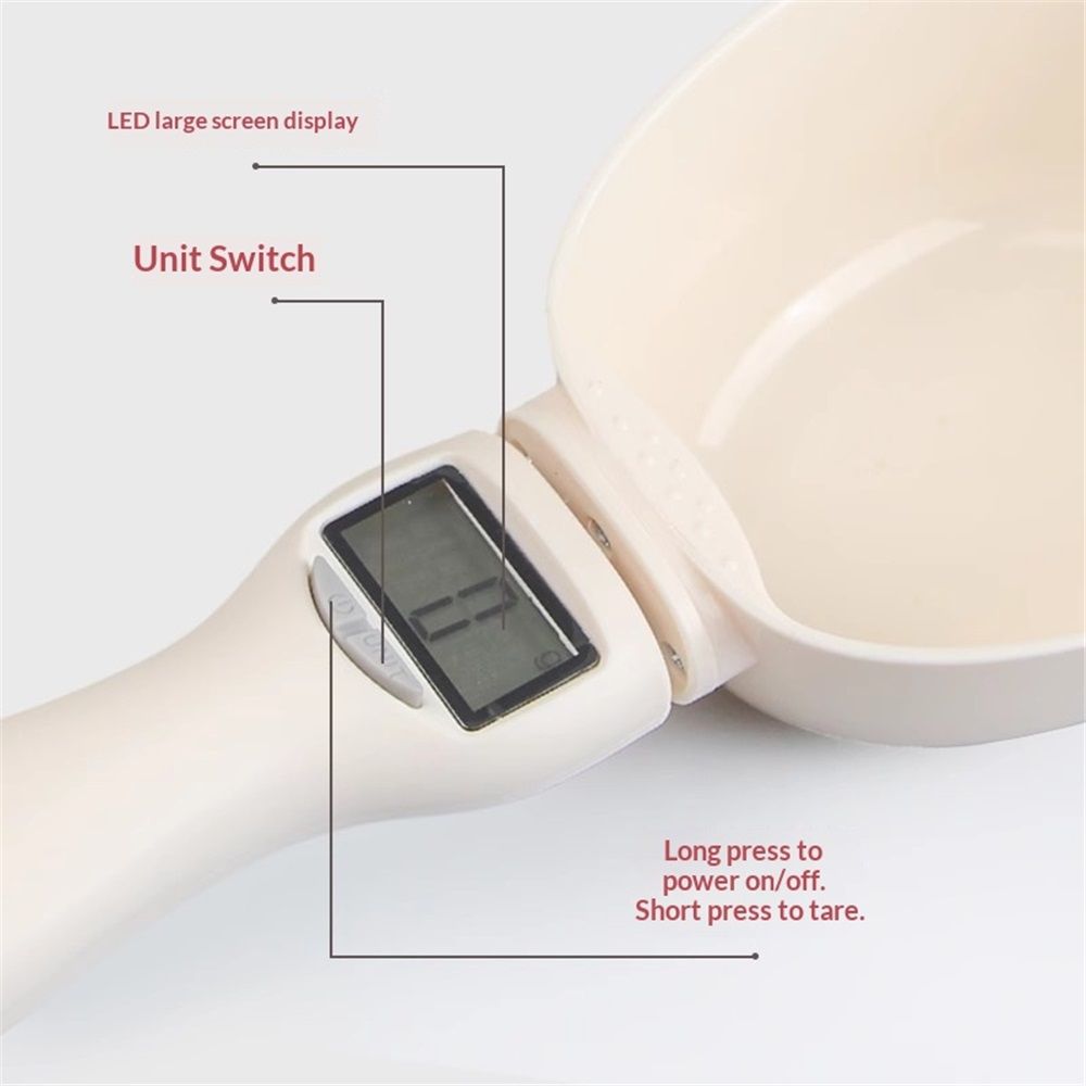 Digital Measuring Spoon Scale, Food Measuring Scoop Scale, Food Weight Scale Grams and Ounces, Polygons Measuring Spoon, ABS Kitchen Weight Scale for Food with LCD Screen（Battery not included）