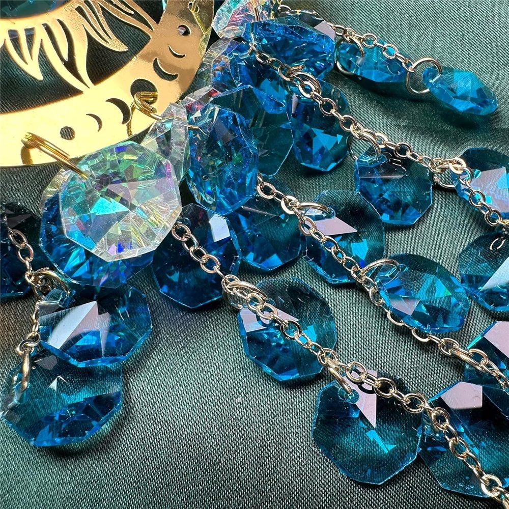 Sun Rainbow Maker for Garden Suncatchers Prisms Boho Wind Chimes, Chandelier Aurora Rainbow Glass Prisms Ornament,Window Hanging Pendant (Blue)