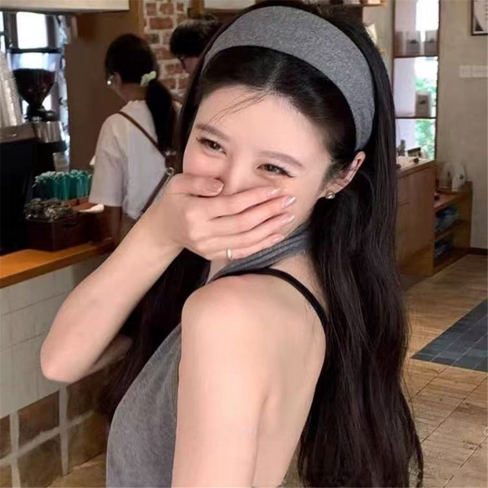2 pack Headbands for Women Extra Wide Cloth Fabric Headband Fashion Non Slip Elastic Head Bands for Girls Hair Accessories (Gray)