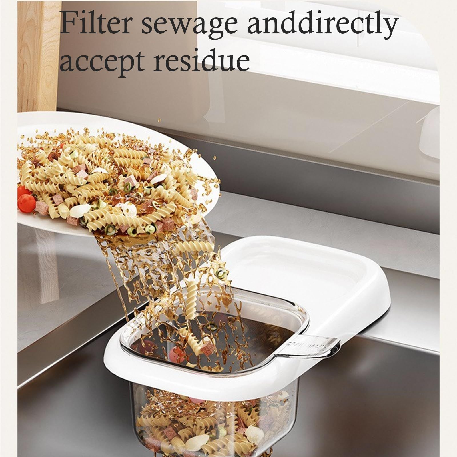 White self-designed Sink Drain Basket, Detachable Kitchen Food Residue Filter Strainer Holder for Leftovers Tea Leaves Waste Water Draining Rack