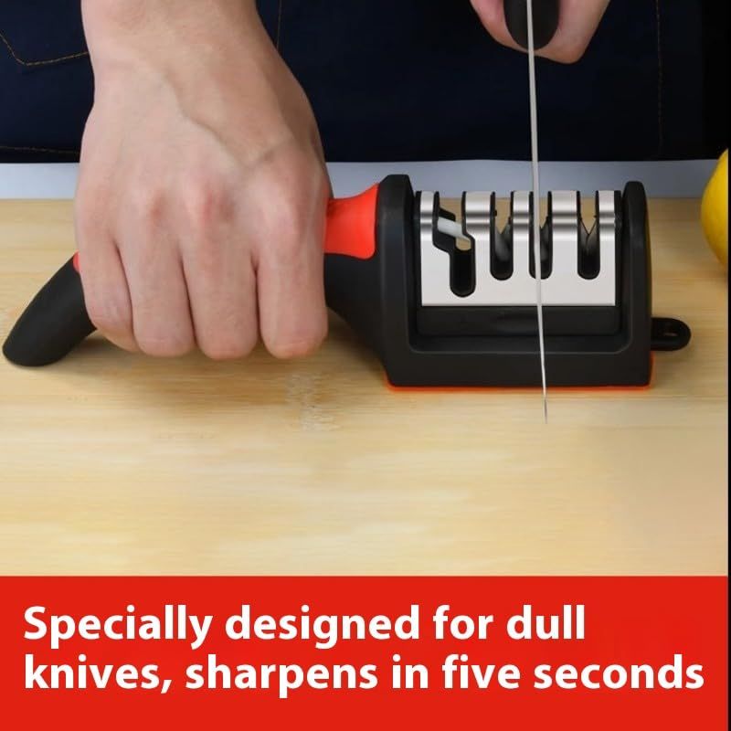 Three sections Handheld Diamond Knife Sharpener, Multifunctional Quick Sharpening Stone for Household Kitchen, Fast Blade Edge Restoration Tool