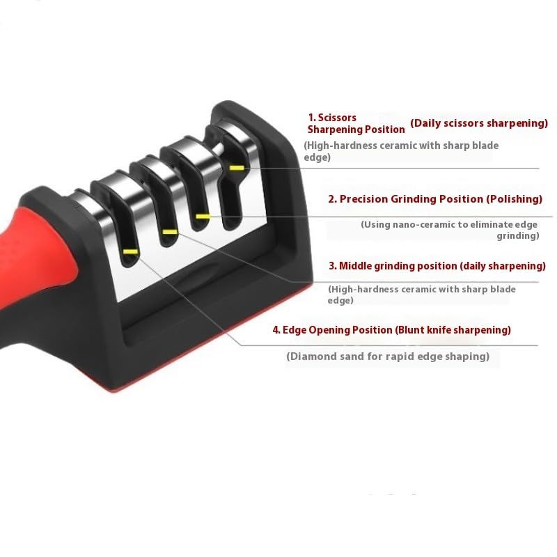 Four sections Handheld Diamond Knife Sharpener, Multifunctional Quick Sharpening Stone for Household Kitchen, Fast Blade Edge Restoration Tool