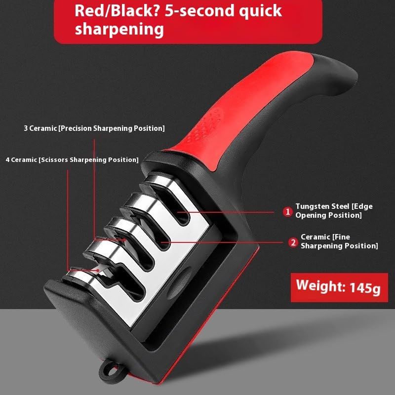 Four sections Handheld Diamond Knife Sharpener, Multifunctional Quick Sharpening Stone for Household Kitchen, Fast Blade Edge Restoration Tool
