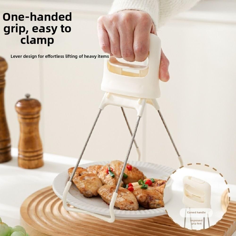 Extra Large white high-quality Heat Resistant Bowl Clip, Wide Angle Non-Slip Hot Dish Gripper Tongs for Kitchen Steamer Cooking