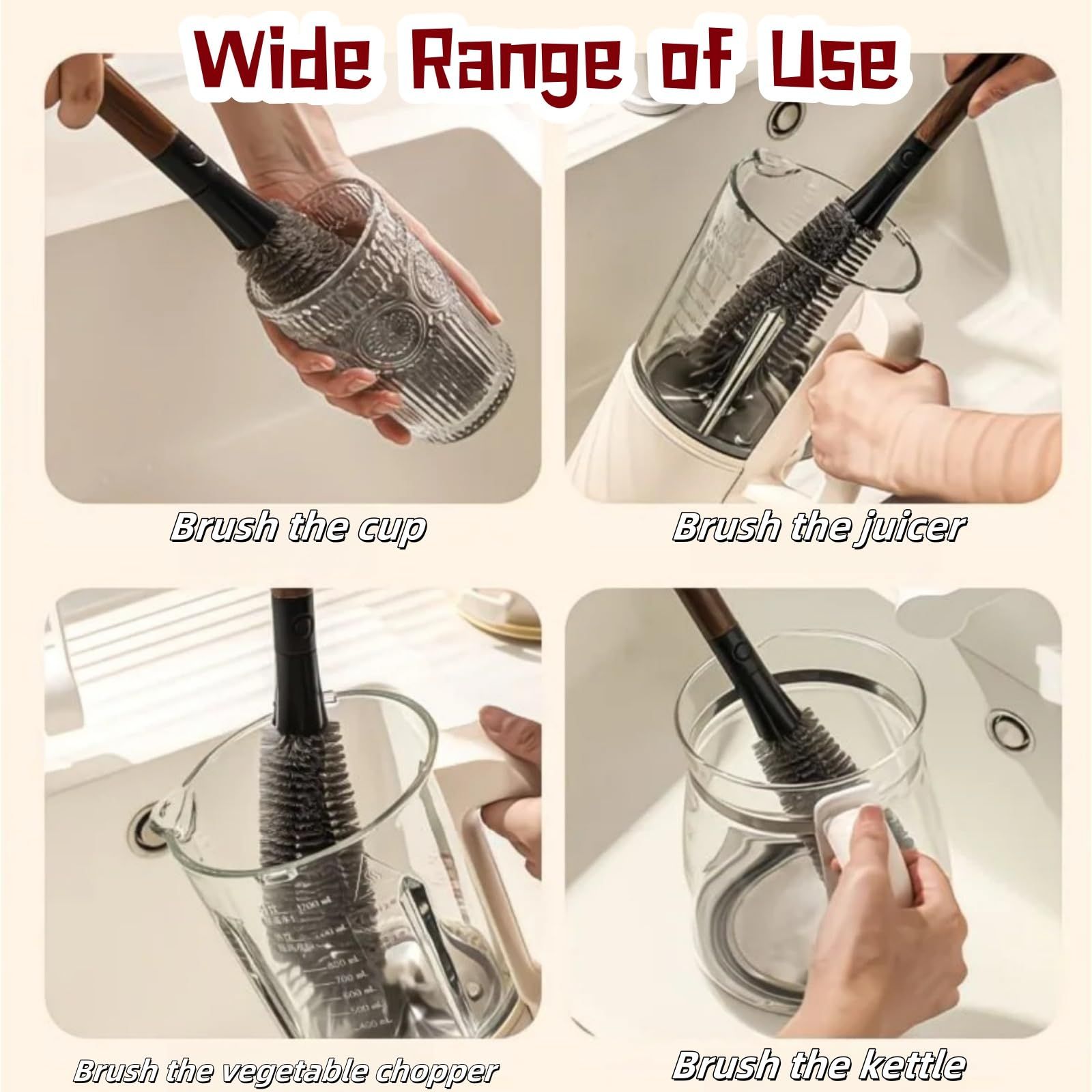 2 in 1 Cleaning Brush, Detachable Dual-Head Brush for Blender Cleaning Brush, Fruit Juicer Machine Clean Brush, Flexible Bendable Cup & Bottles Brush for Kitchen Appliances