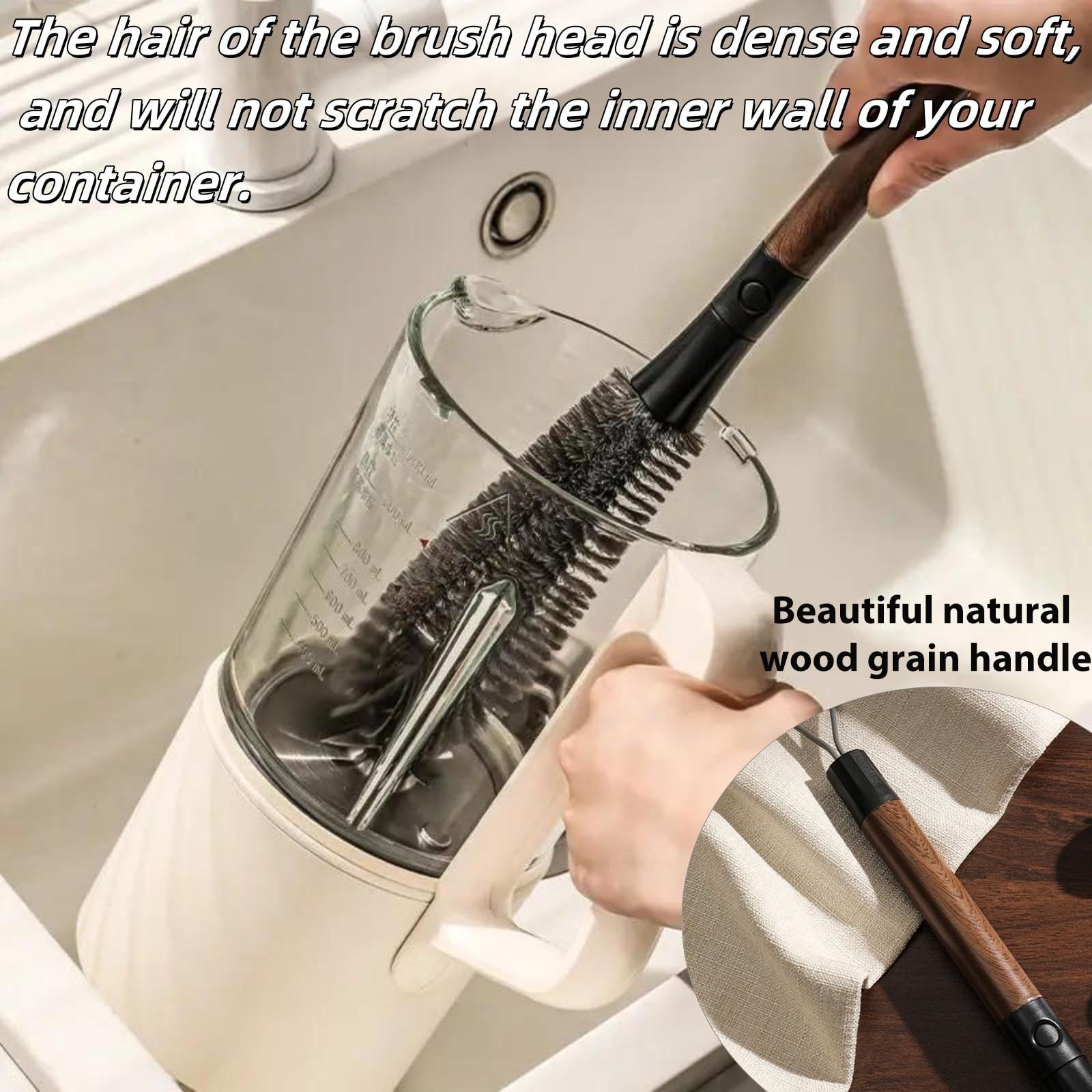 2 in 1 Cleaning Brush, Detachable Dual-Head Brush for Blender Cleaning Brush, Fruit Juicer Machine Clean Brush, Flexible Bendable Cup & Bottles Brush for Kitchen Appliances