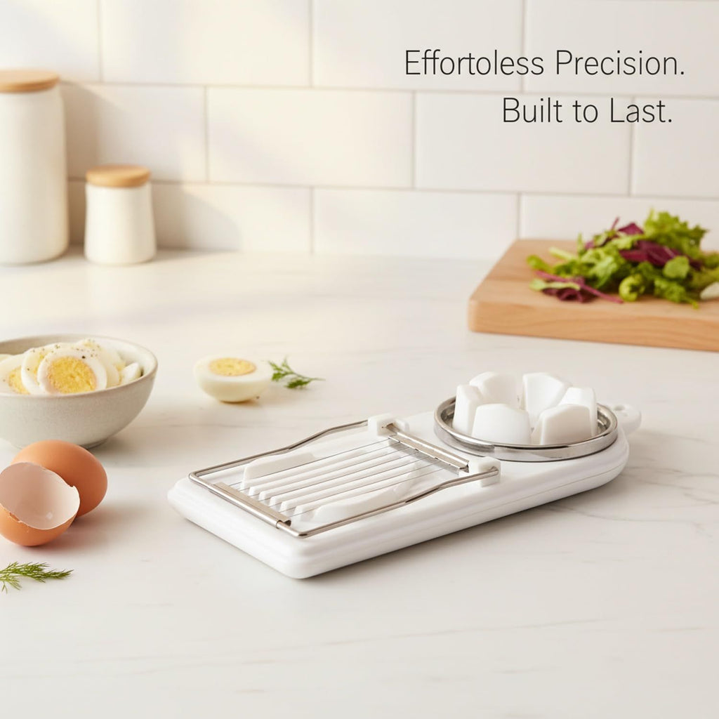 White Generic 1pcs Egg Slicer Vertical Cut Cutter Flower Type 2In1 Boiled Egg Slicer