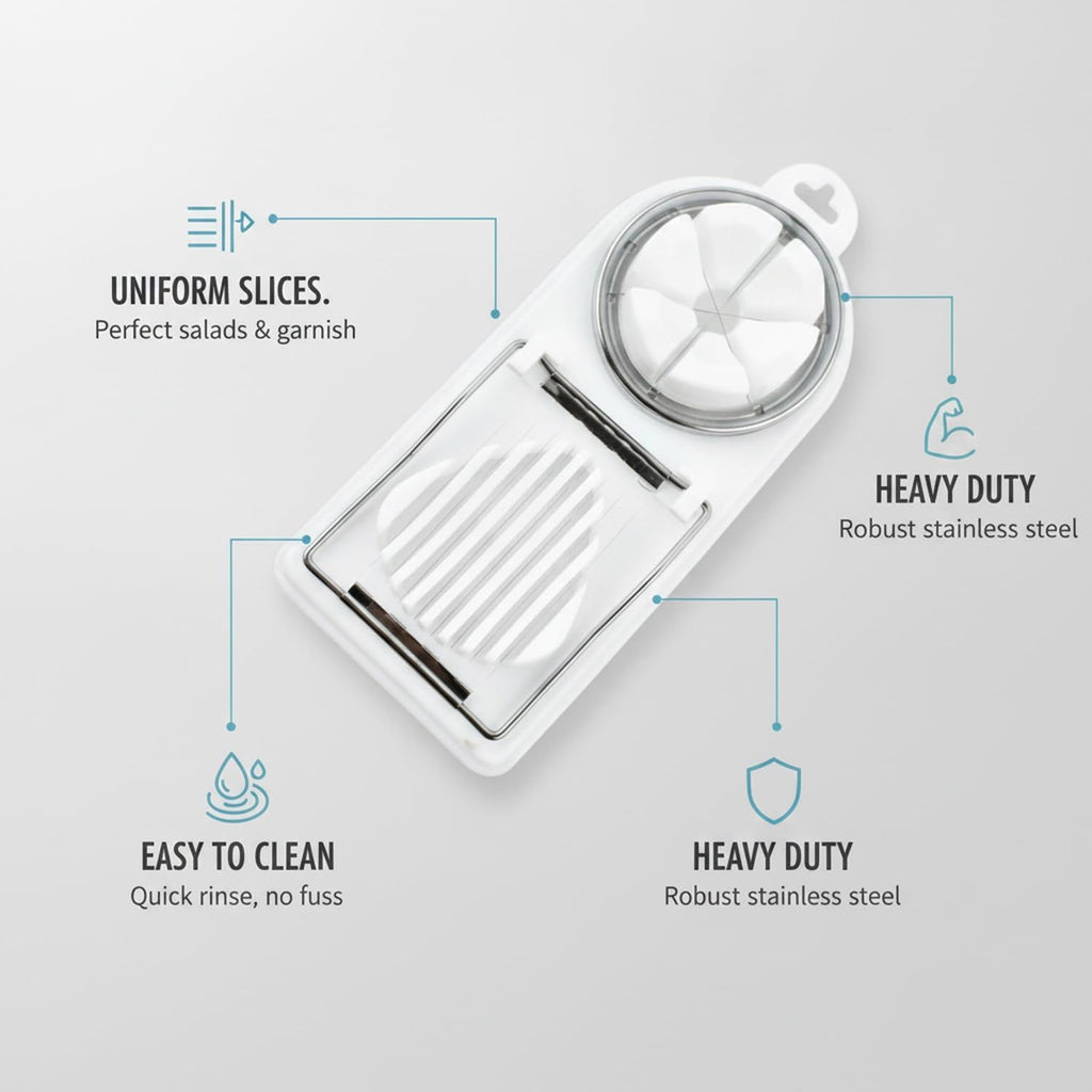 White Generic 1pcs Egg Slicer Vertical Cut Cutter Flower Type 2In1 Boiled Egg Slicer