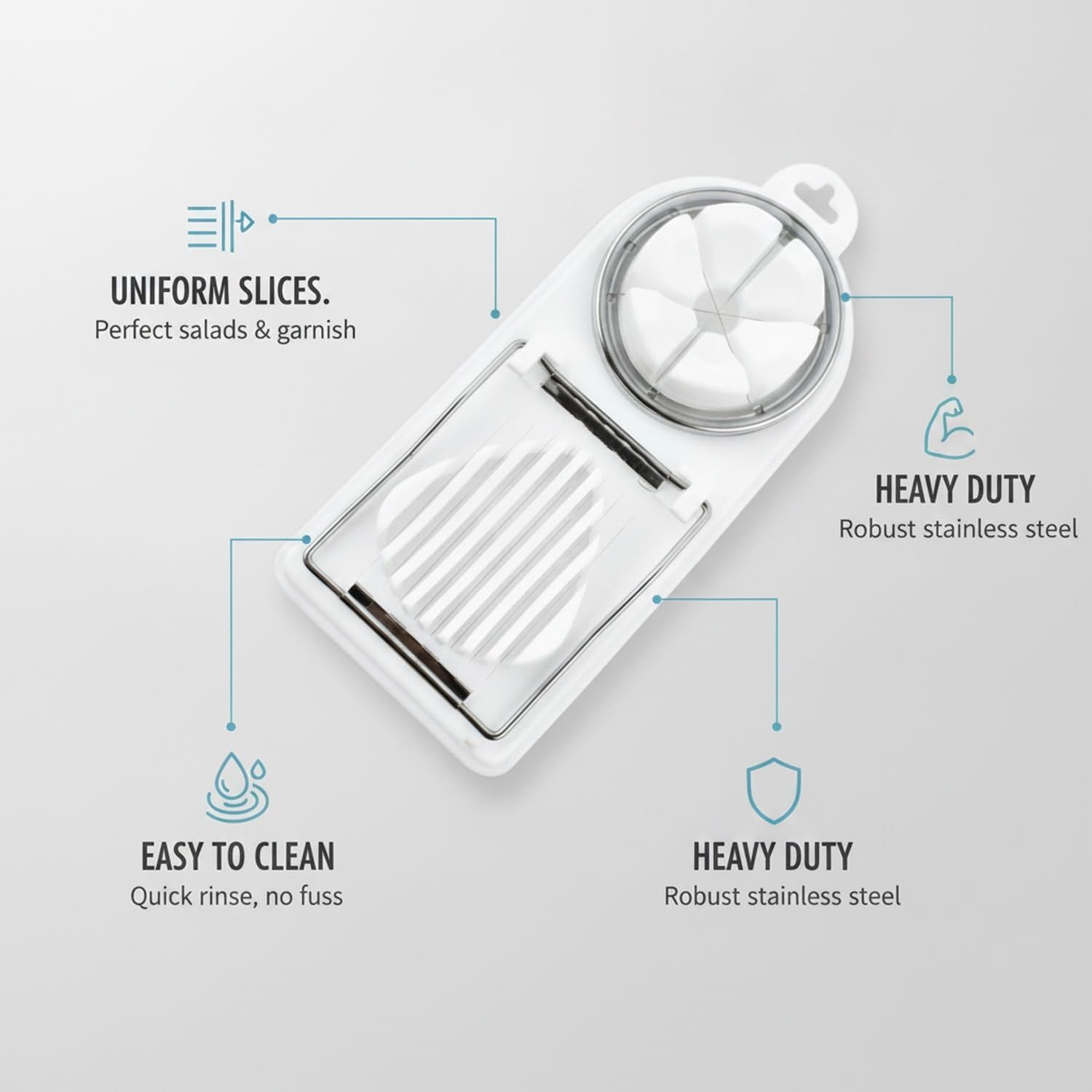 White Generic 1pcs Egg Slicer Vertical Cut Cutter Flower Type 2In1 Boiled Egg Slicer