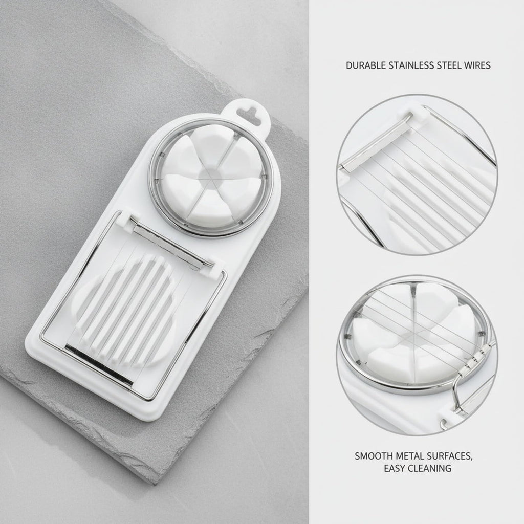 White Generic 1pcs Egg Slicer Vertical Cut Cutter Flower Type 2In1 Boiled Egg Slicer