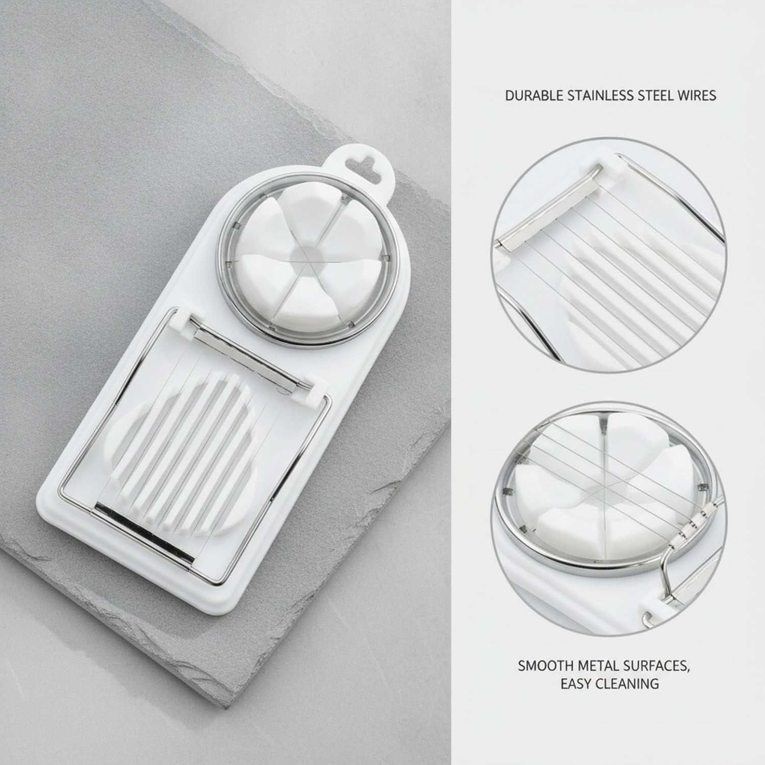 White Generic 1pcs Egg Slicer Vertical Cut Cutter Flower Type 2In1 Boiled Egg Slicer