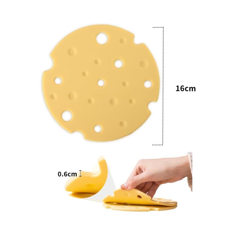 2‑Pack light‑Yellow round Silicone Trivet Mat, Heat Resistant Non Slip, 6.3x6.3x0.4 Inches, Kitchen Table Protector for Bowls Plates Cups