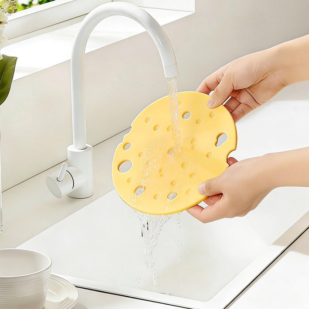 2‑Pack light‑Yellow round Silicone Trivet Mat, Heat Resistant Non Slip, 6.3x6.3x0.4 Inches, Kitchen Table Protector for Bowls Plates Cups