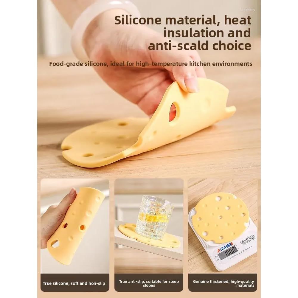 6‑Pack light‑Yellow round Silicone Trivet Mat, Heat Resistant Non Slip, 6.3x6.3x0.4 Inches, Kitchen Table Protector for Bowls Plates Cups