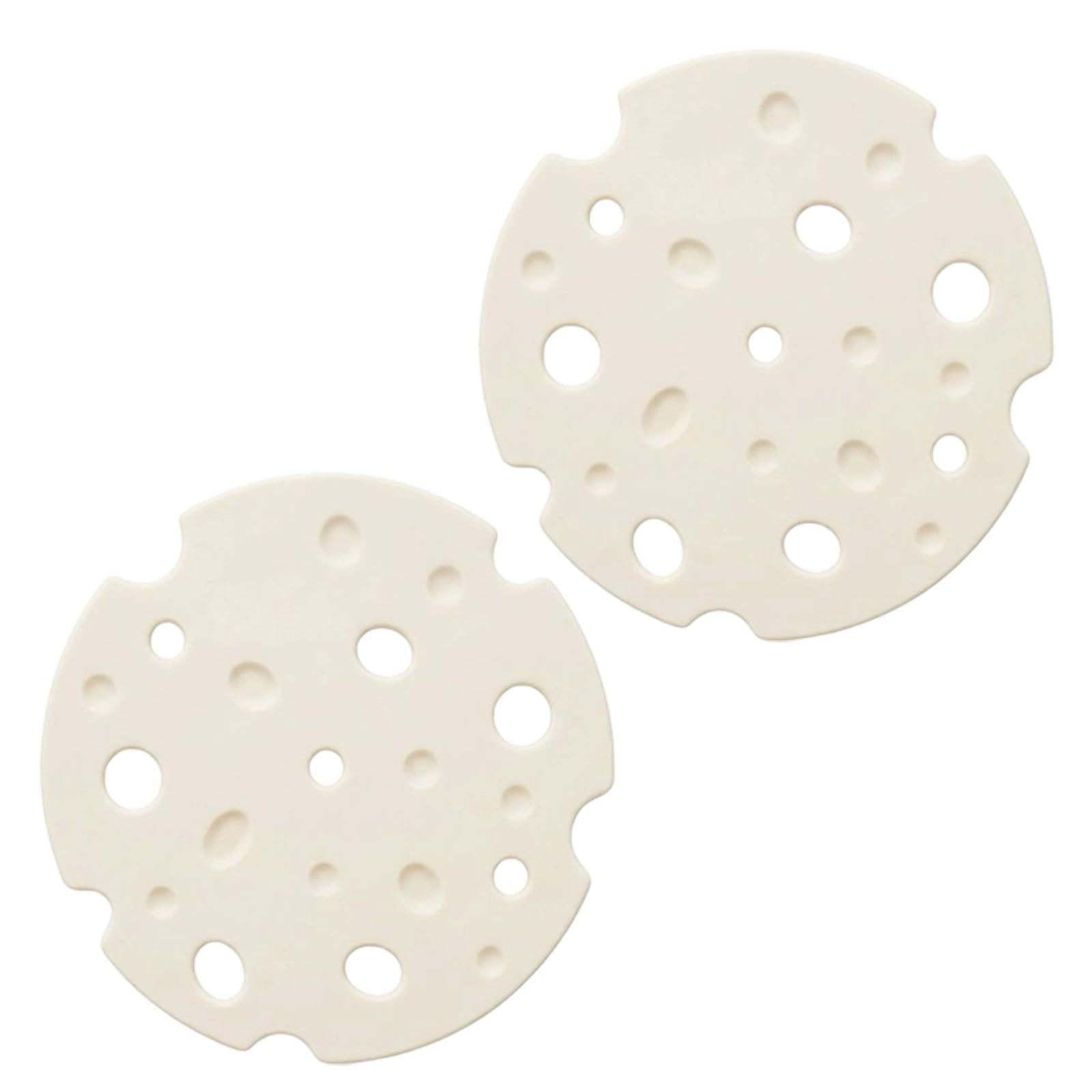 2‑Pack off white round Silicone Trivet Mat, Heat Resistant Non Slip, 6.3x6.3x0.4 Inches, Kitchen Table Protector for Bowls Plates Cups