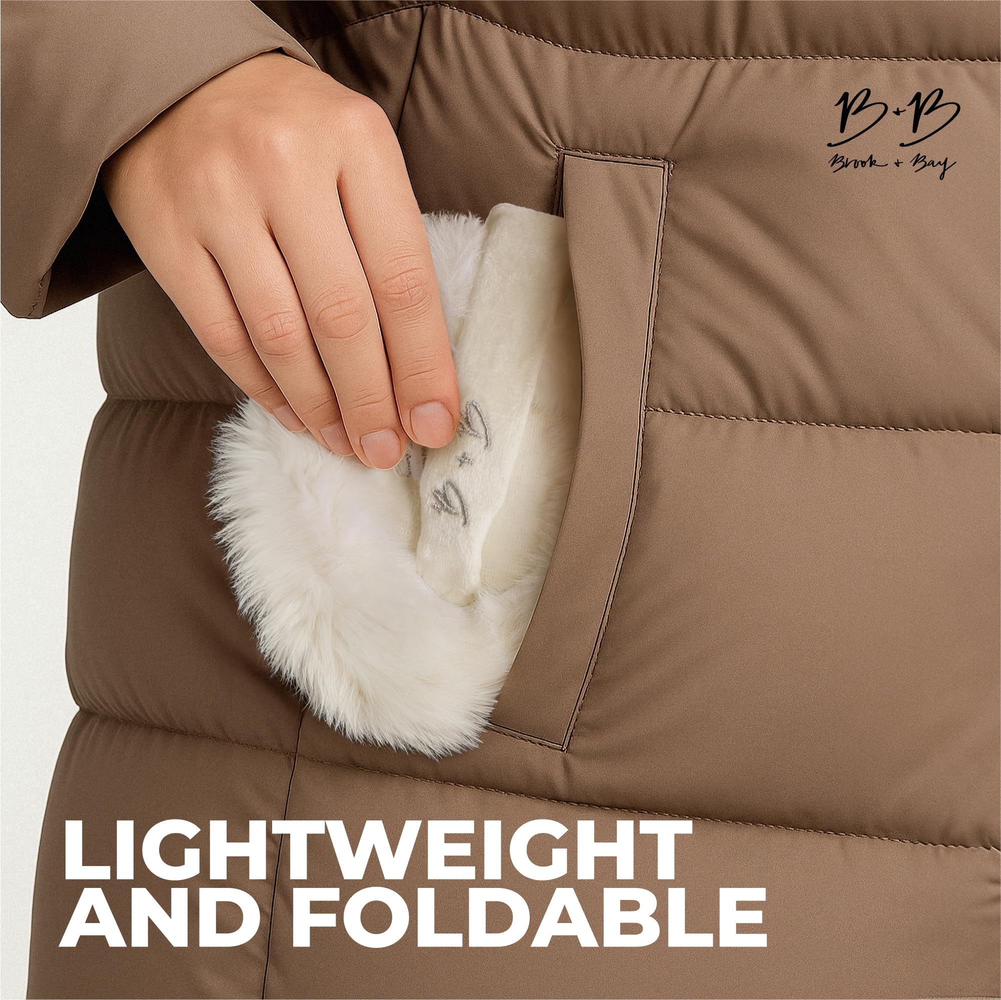 Pink fluffy Plush Winter Ear Muffs for Women, Foldable Soft Ear Warmers Windproof Thermal Earmuffs for Cold Weather Outdoor Daily Wear