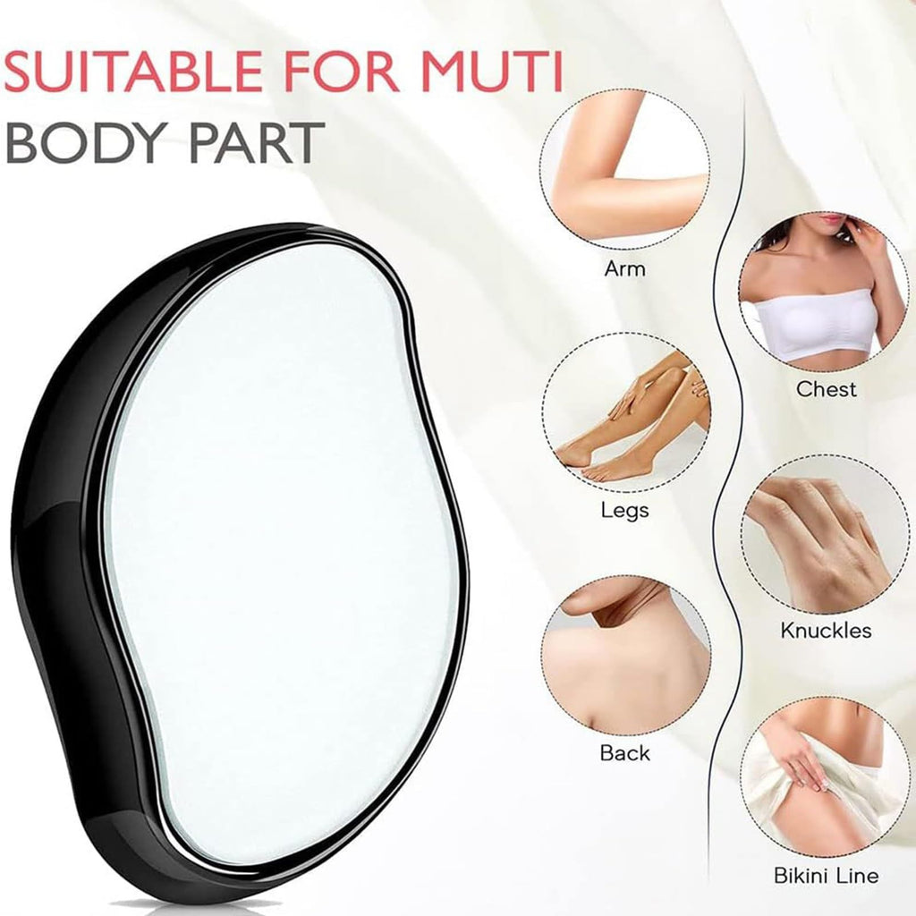 Black Crystal Hair Eraser for Women Men, Reusable Painless Body Hair Remover, Portable Exfoliation Epilator Tool to Remove Hair on Arms Legs Back