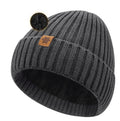 Unisex dark gray warm knitted winter hat, fleece lining, soft and warm, ski hat, narrow brim, suitable for cold weather.