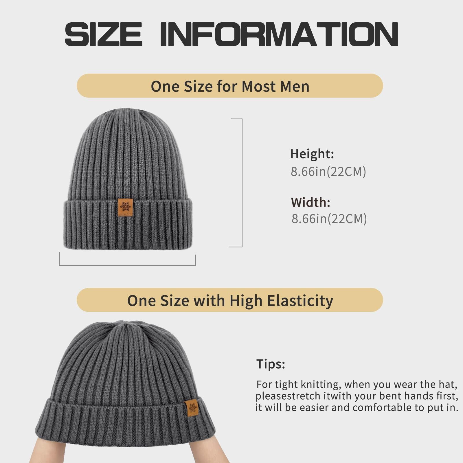 Unisex dark gray warm knitted winter hat, fleece lining, soft and warm, ski hat, narrow brim, suitable for cold weather.