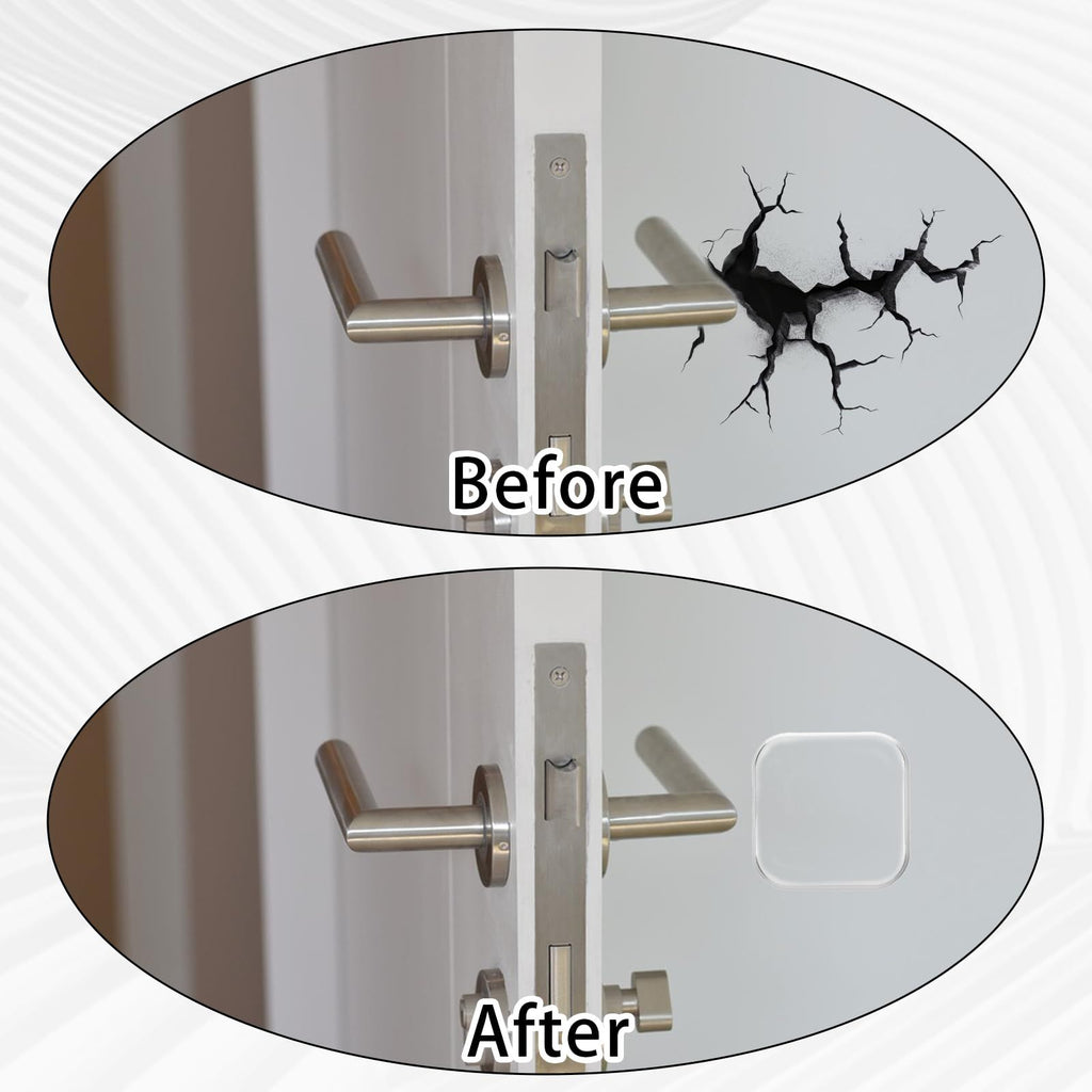 Door Stopper Wall Protector, 6 Pcs Transparent Door Knob Wall Protector Thicken Square Walls Shield Bumper Guard from Doors Knobs, Sturdy Self Adhesive, Reusable Washable for Office Home