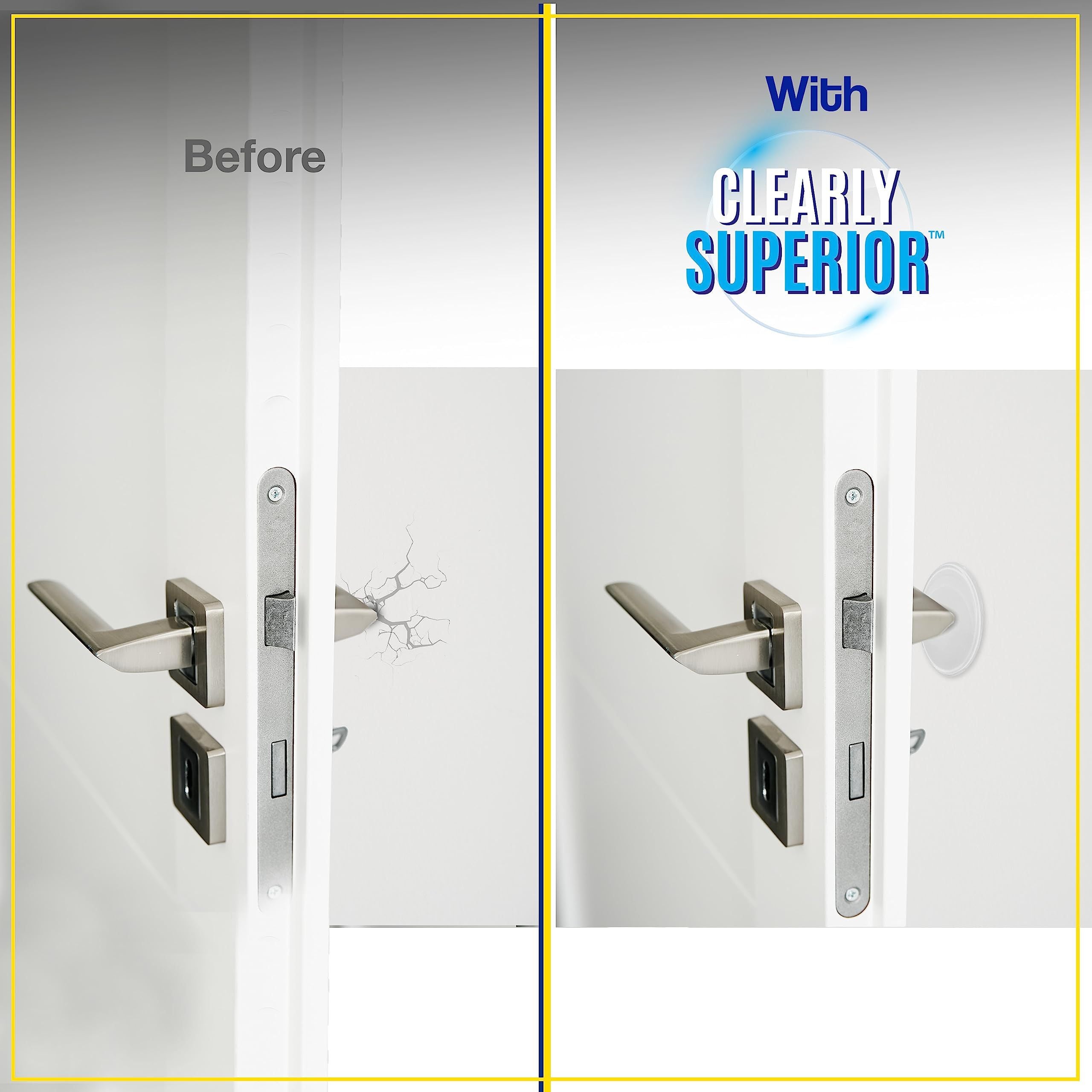 Door Stopper Wall Protector, 6 Pcs Transparent Door Knob Wall Protector Thicken Round Walls Shield Bumper Guard from Doors Knobs, Sturdy Self Adhesive, Reusable Washable for Office Home