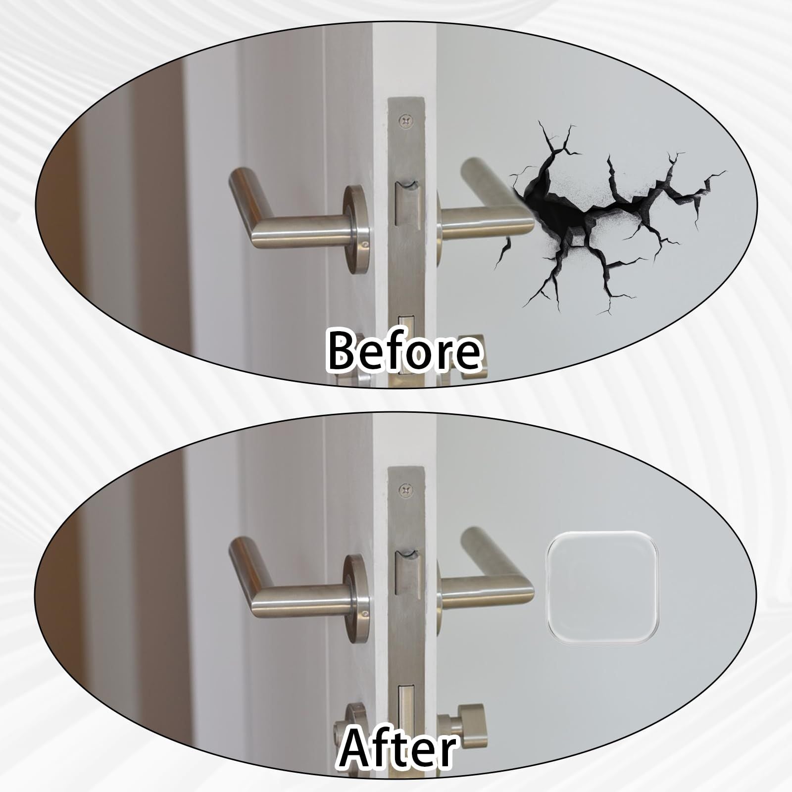 Door Stopper Wall Protector, 3 Pcs Transparent Door Knob Wall Protector Thicken Square Walls Shield Bumper Guard from Doors Knobs, Sturdy Self Adhesive, Reusable Washable for Office Home