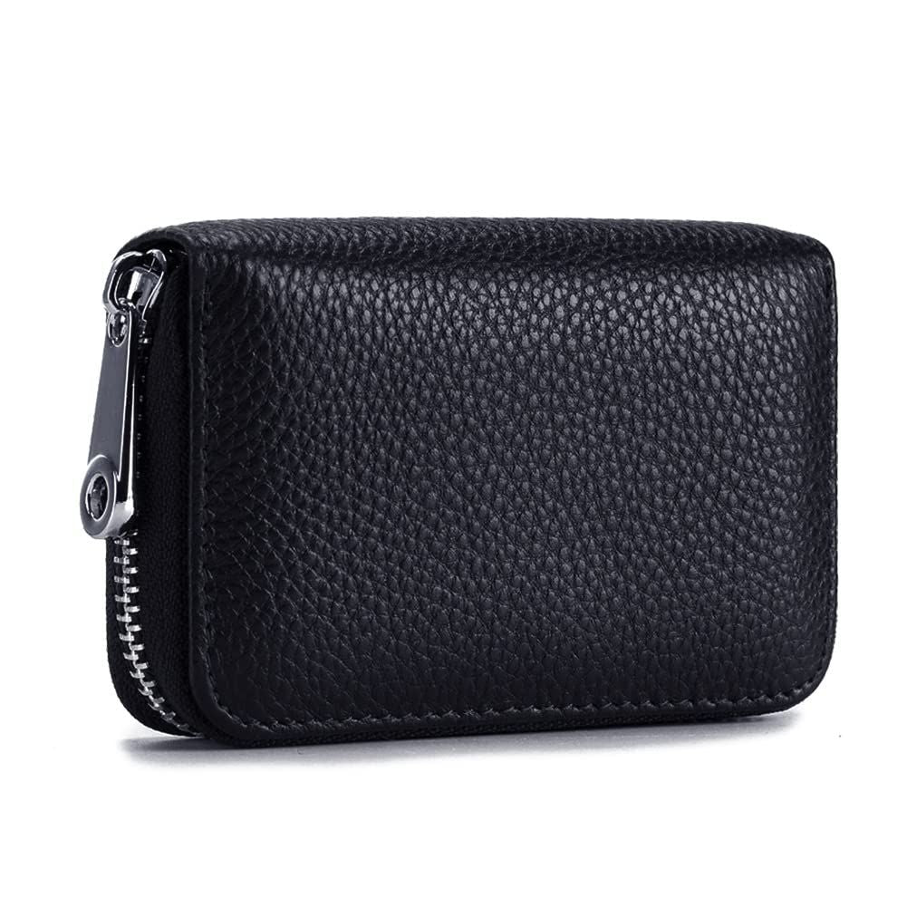 Men Women PU Leather RFID Blocking Card Wallet, Ultra Slim Portable Anti Demagnetisation Credit Card Holder, Mini Lightweight Card Case for Bank Cards ID Daily Carry