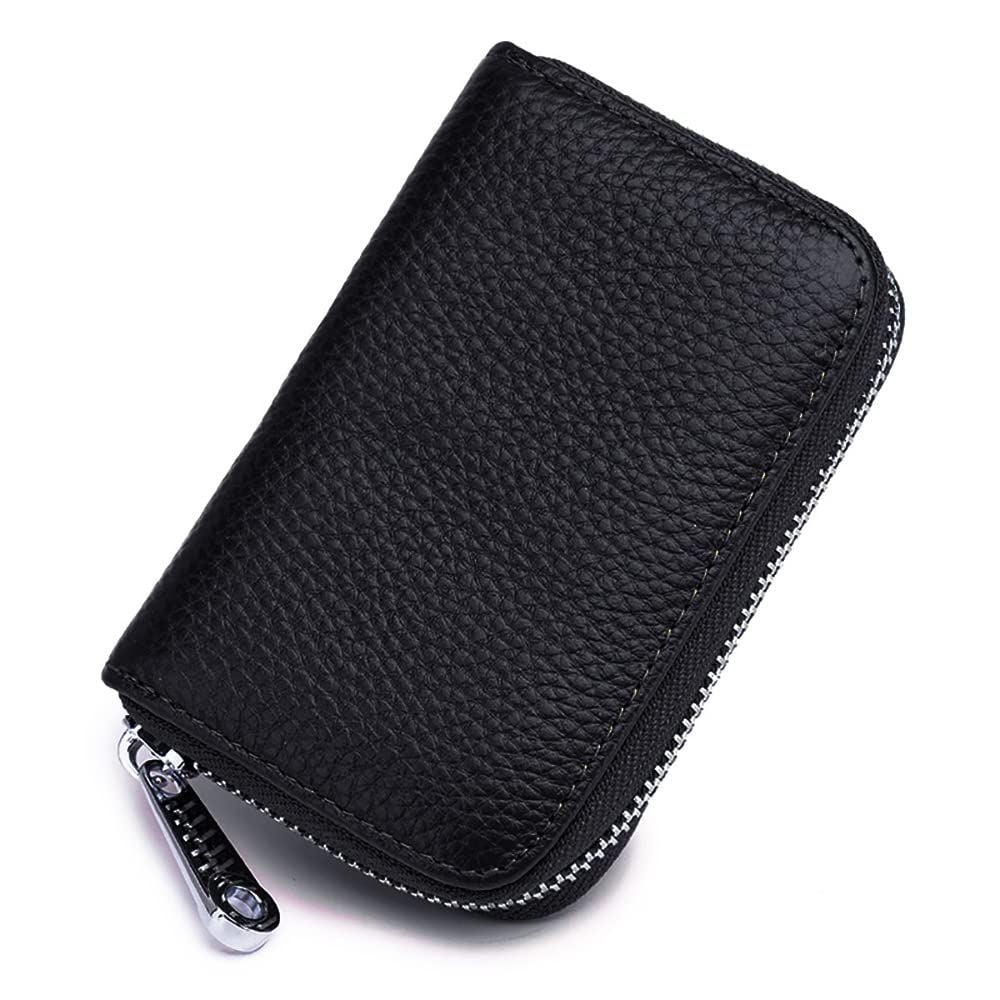 Men Women PU Leather RFID Blocking Card Wallet, Ultra Slim Portable Anti Demagnetisation Credit Card Holder, Mini Lightweight Card Case for Bank Cards ID Daily Carry