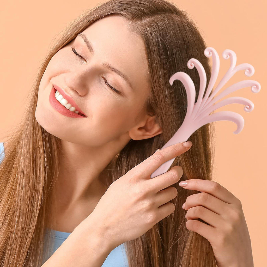 New light pink  Octopus Scalp Massage Comb, Gentle Fluffy Wide Tooth Hair Brush, Portable Wet Dry Use Detangling Hair Comb