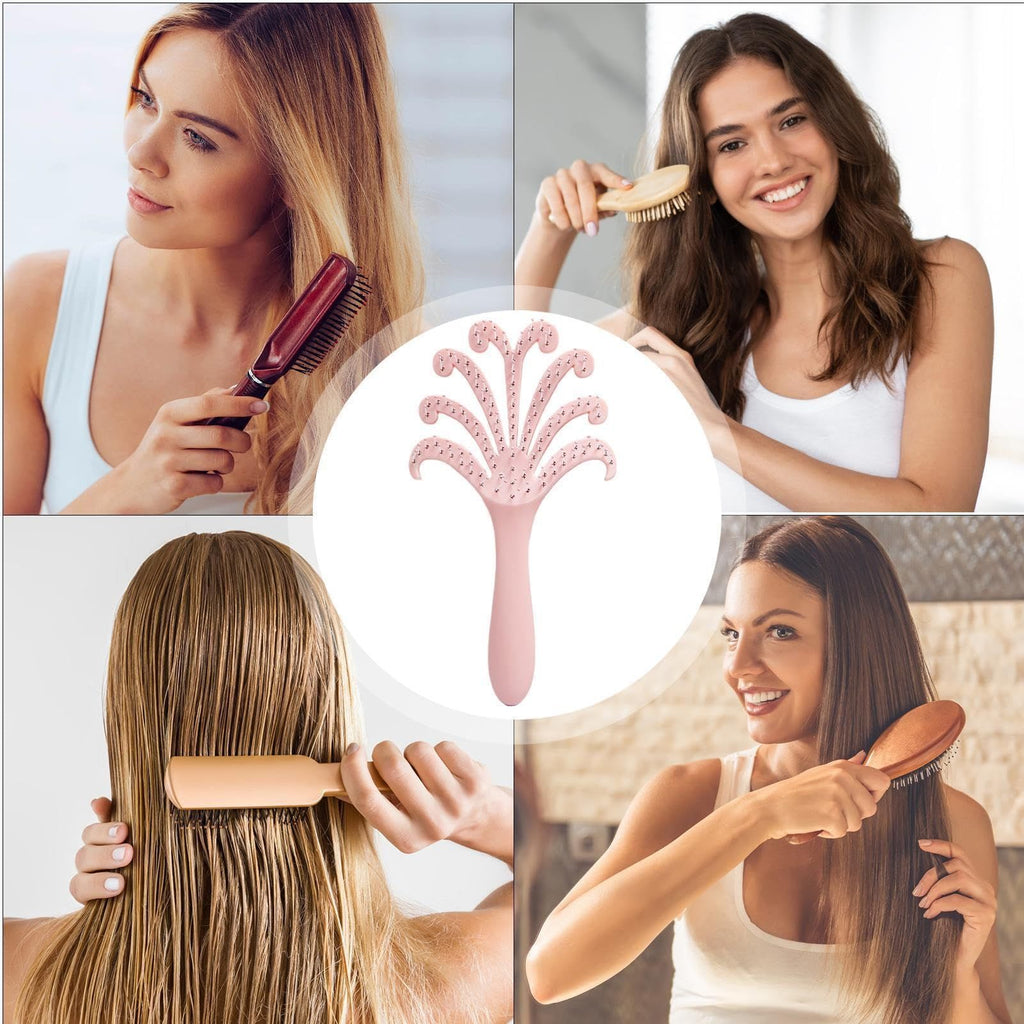 New light purple  Octopus Scalp Massage Comb, Gentle Fluffy Wide Tooth Hair Brush, Portable Wet Dry Use Detangling Hair Comb