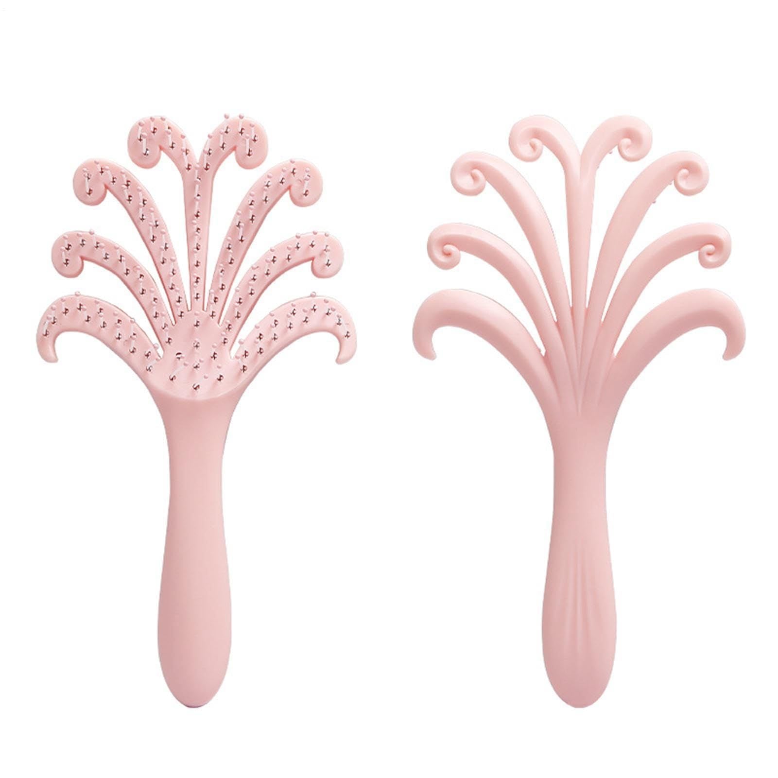 New light purple  Octopus Scalp Massage Comb, Gentle Fluffy Wide Tooth Hair Brush, Portable Wet Dry Use Detangling Hair Comb