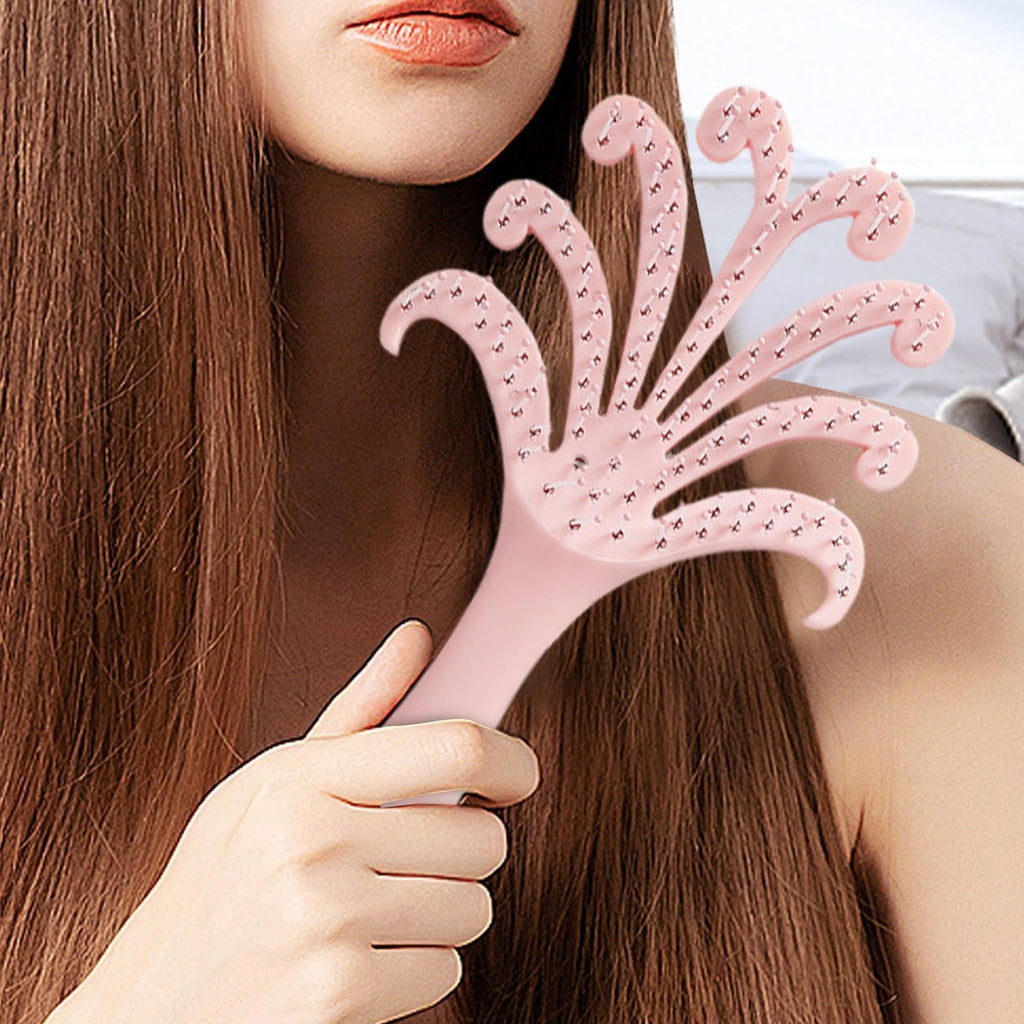 New light blue  Octopus Scalp Massage Comb, Gentle Fluffy Wide Tooth Hair Brush, Portable Wet Dry Use Detangling Hair Comb