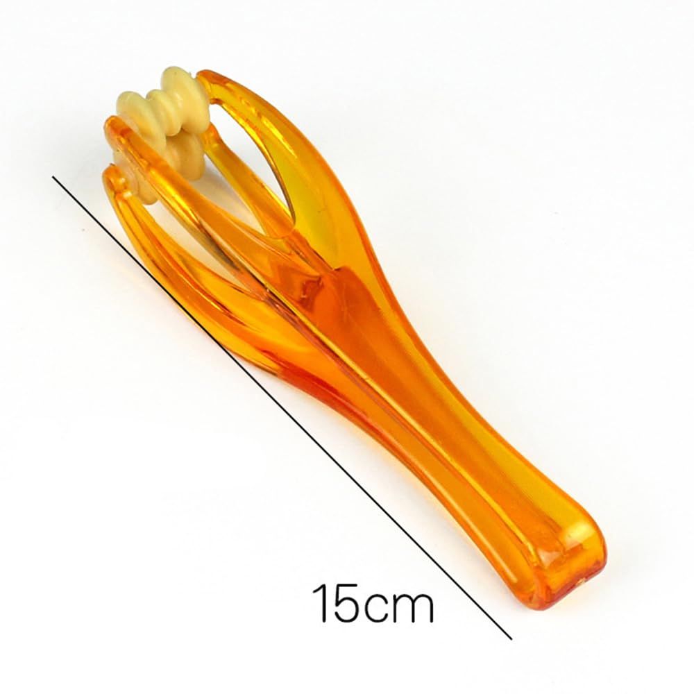 1Pcs Foot & Finger Roller Massager, Amber‑Colored Plastic Acupoint Massage Tool, Boost Blood Circulation, Relieve Finger Pain and Stress for Hands and Feet