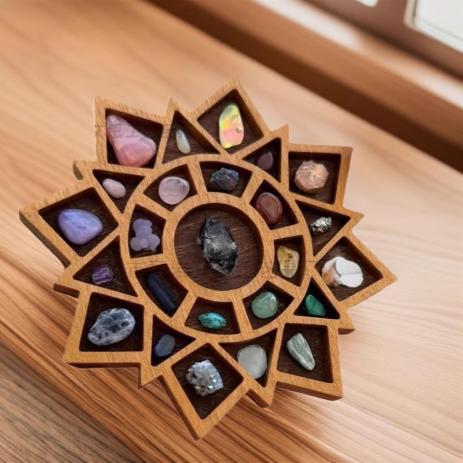 3.15 Inch Mini Star Rock Specimen Storage Box Crystal Mineral Display Case Gemstone Rock Organizer Holder (Brown)