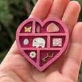 2.6 Inch Mini Pink Heart Shape Rock Specimen Storage Box Crystal Mineral Display Case Gemstone Rock Organizer Holder