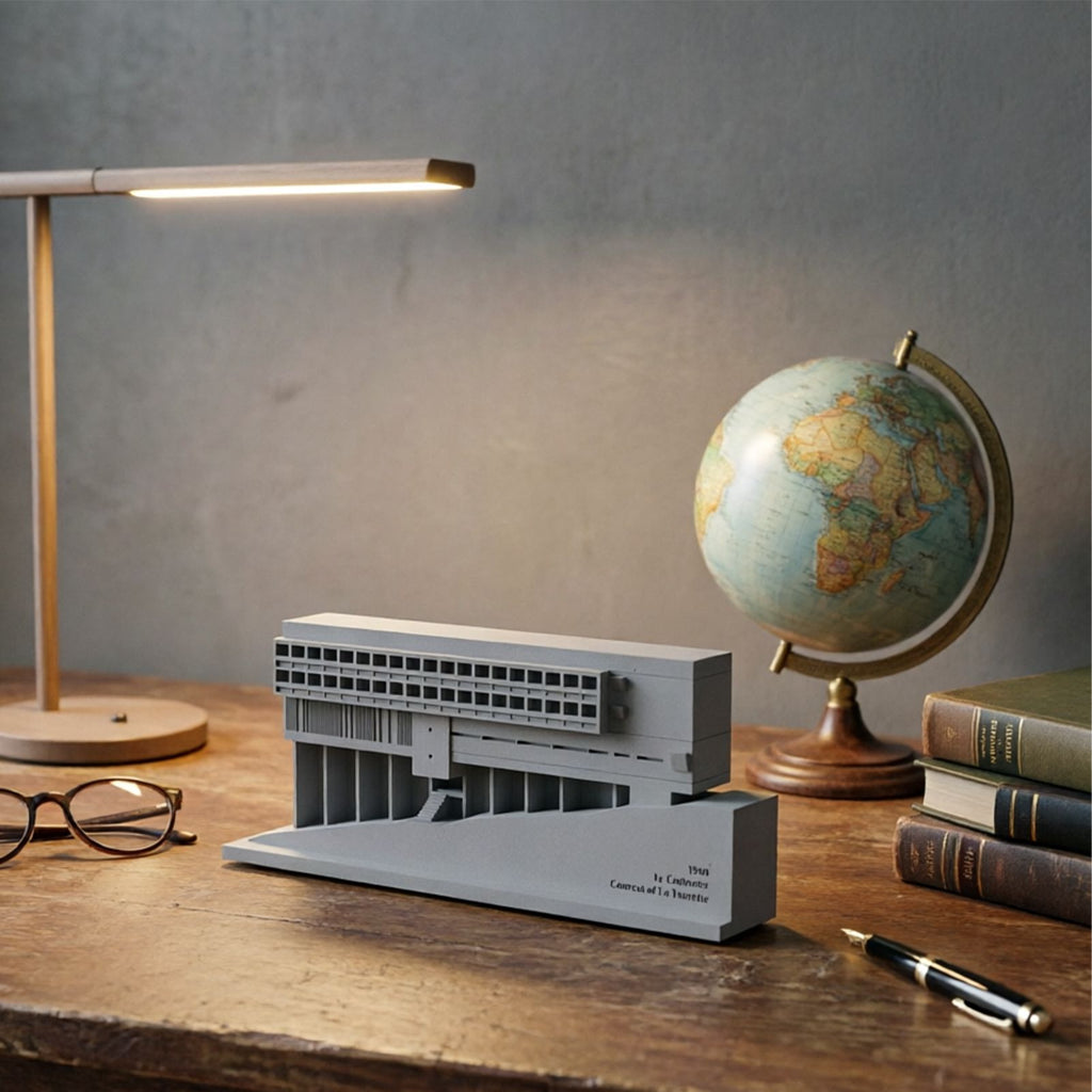 La Tourette Convent Concrete Architectural Model Modernist Masterpiece Replica for Desk Decor & Collectors（Grey）