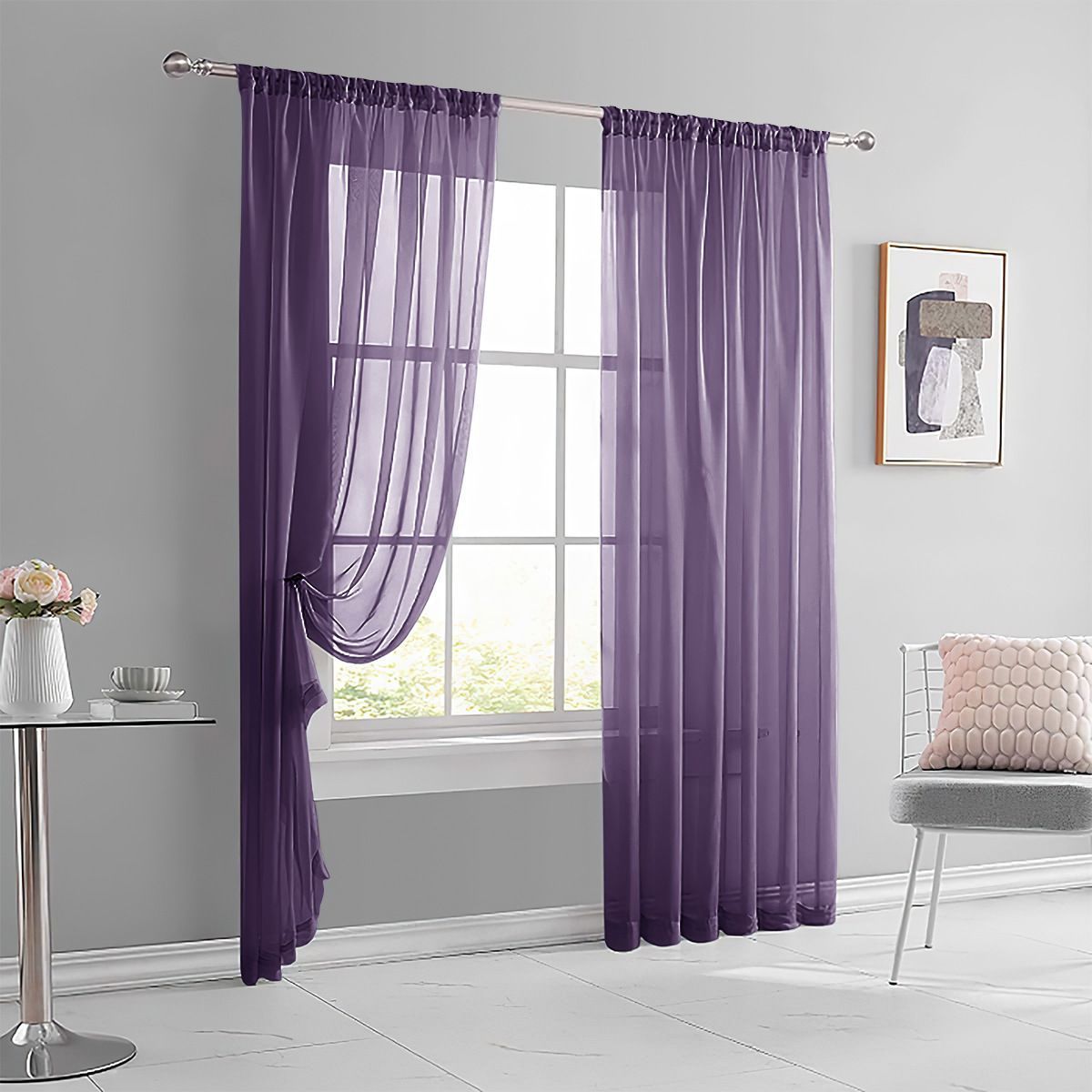 2 Pack Semi Blackout Sheer Curtains Light Mocha