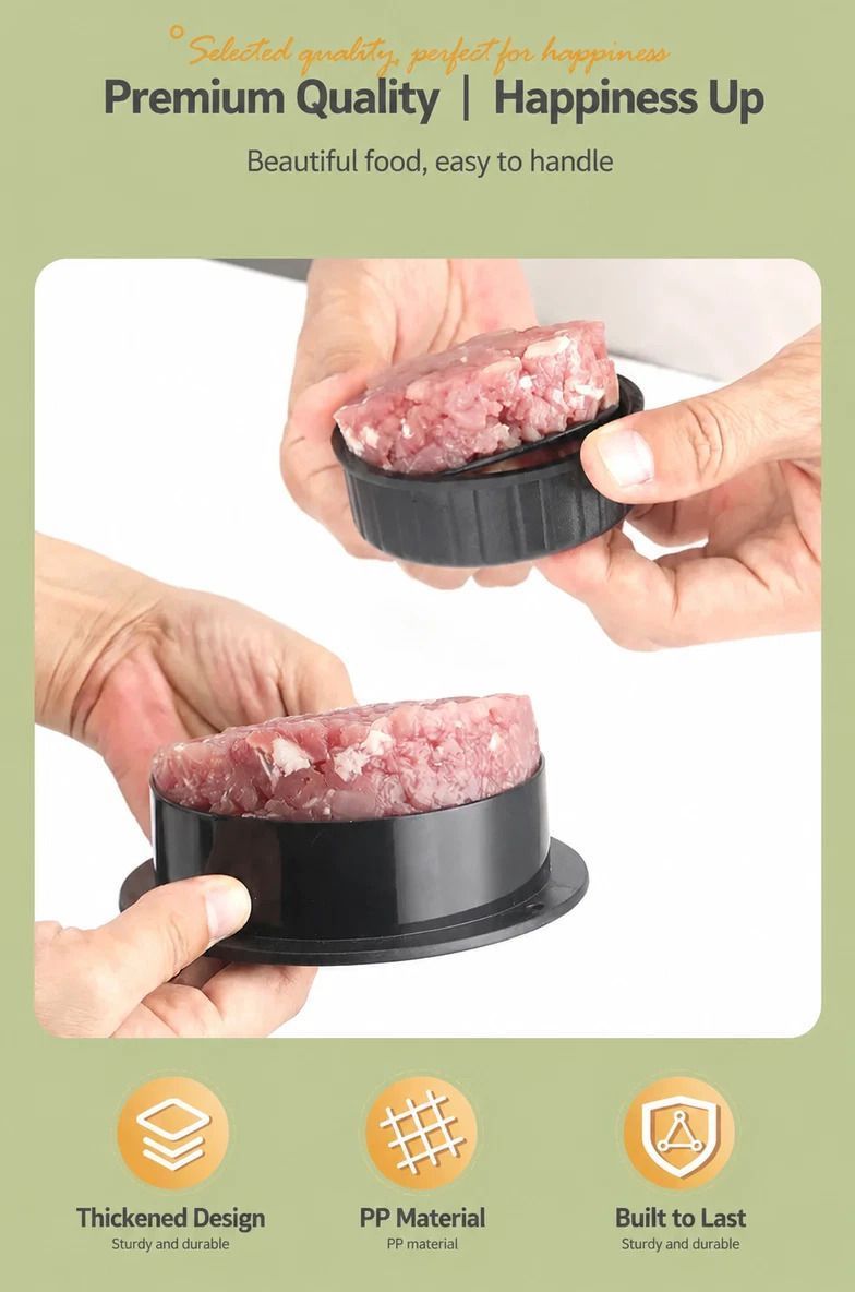 Hamburger Patty Press with 100 Pcs Silicone Paper, Color Box Packaging