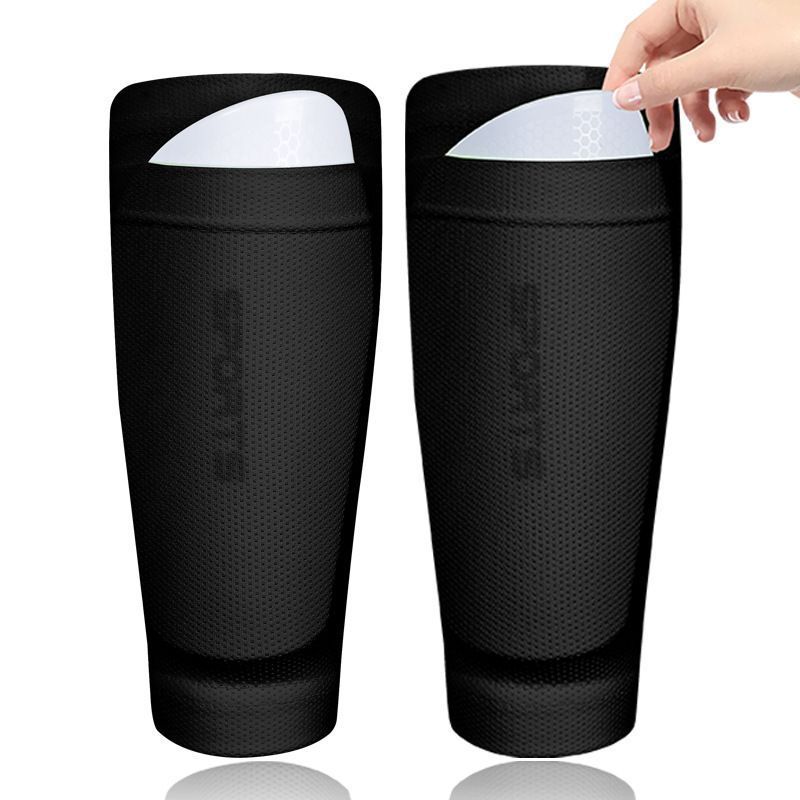 2 Pairs Soccer Shin Guard Sock Black Size M