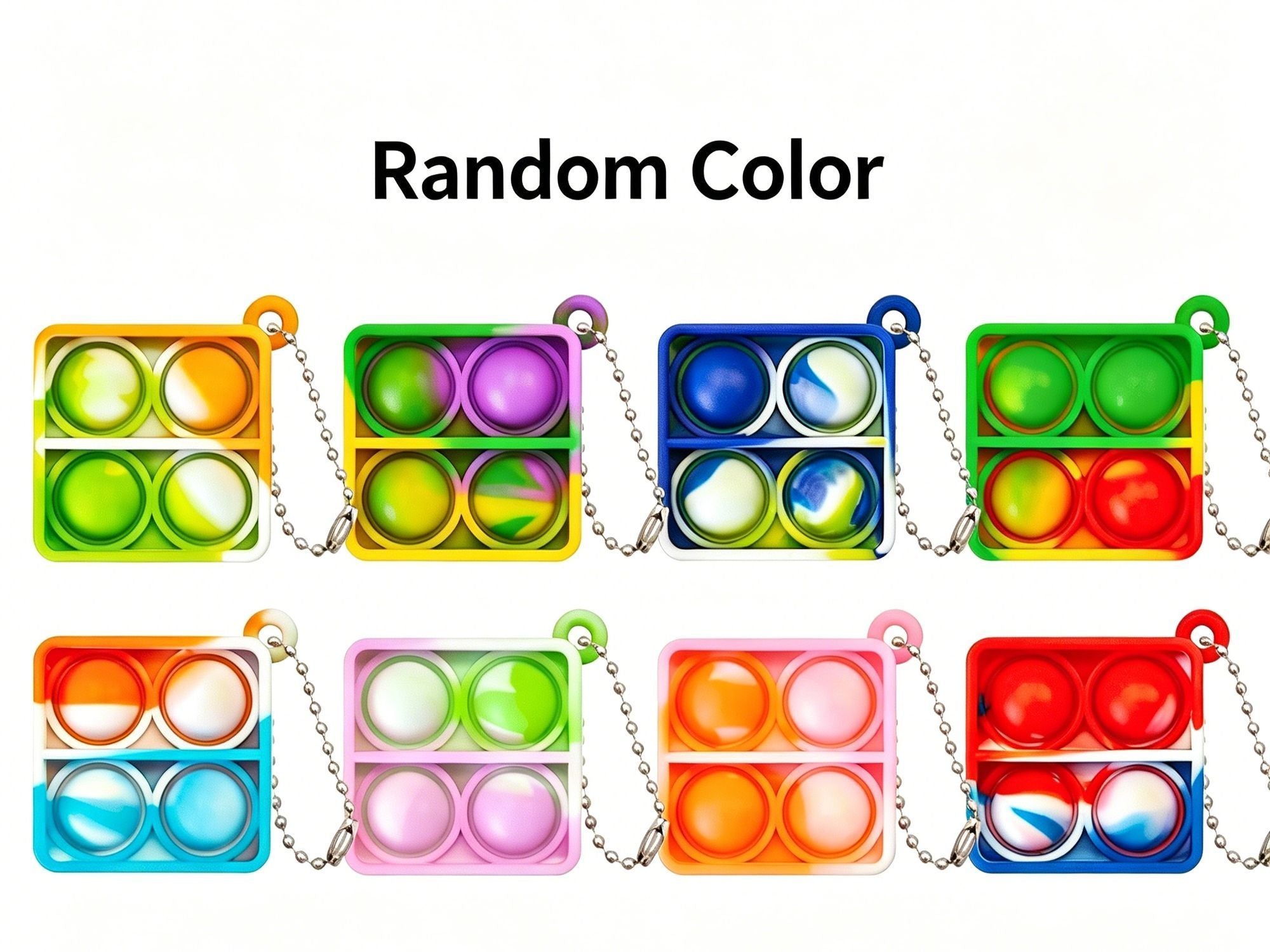 8pk 5cm Heart Pop It Fidget Keychain