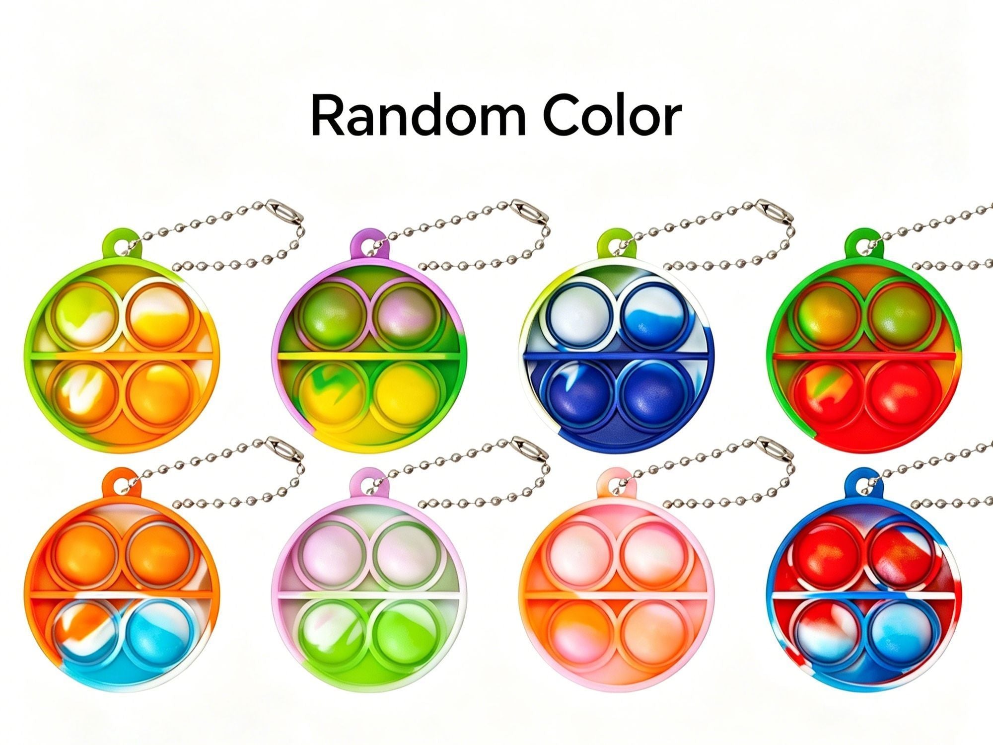 8pk 3cm Square Pop It Fidget Keychain