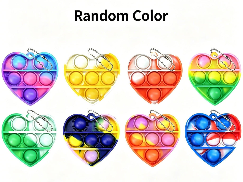 8pk 3cm Heart Pop It Fidget Keychain