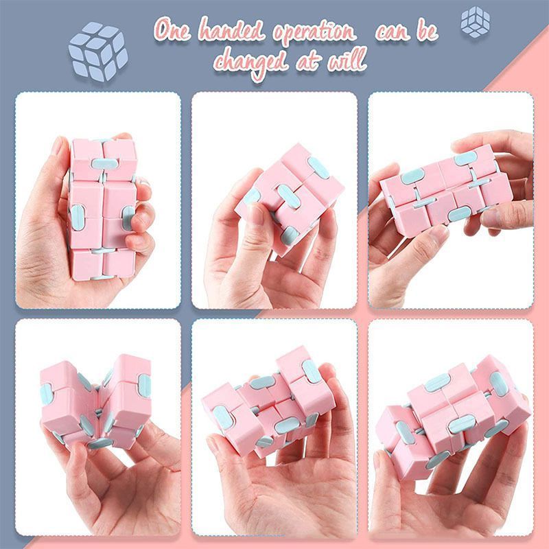 1pk Pastel Blue Infinity Cube Fidget Toy Gift Box