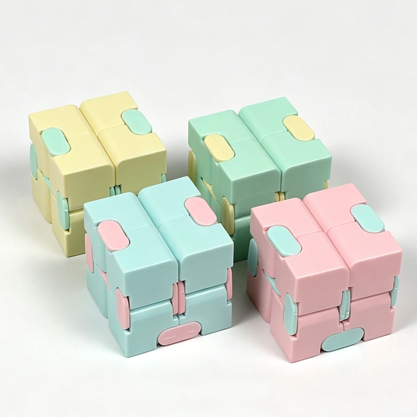 2pk Pastel Green Macaron Infinity Fidget Cube