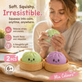 Stress Relief Duo Plain Green & Plain Purple Bun Squishy 2 Pack, Gentle Souvenir Pair