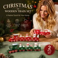 Green & Red Christmas Train Ornament 2 Pack