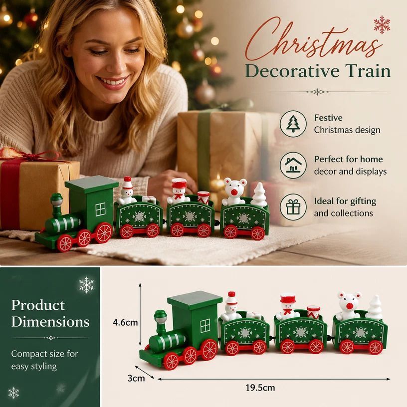 Green & White Christmas Train Ornament 2 Pack