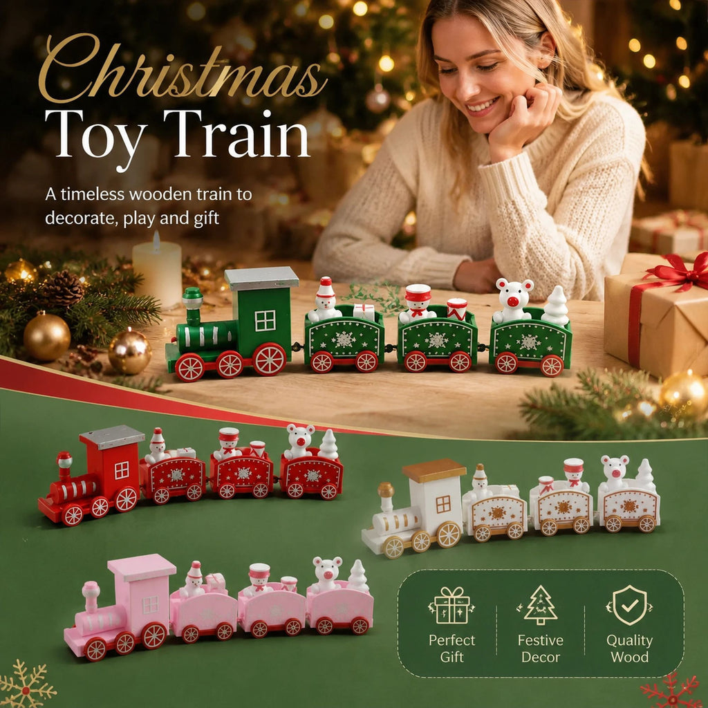 Red & Pink Christmas Train Ornament 2 Pack