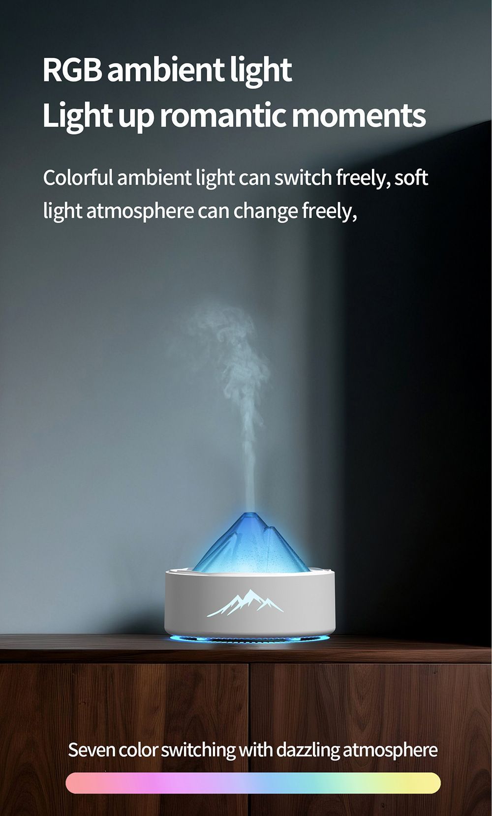 Volcano Aroma Humidifier, White, Bedroom Xmas Gift
